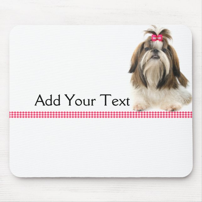 Shih Tsu with Pink Bow on Pink Diamond border Mouse Pad (Front)