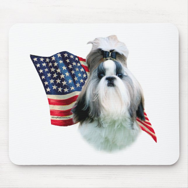 Shih Tzu 2 Flag Mouse Pad (Front)