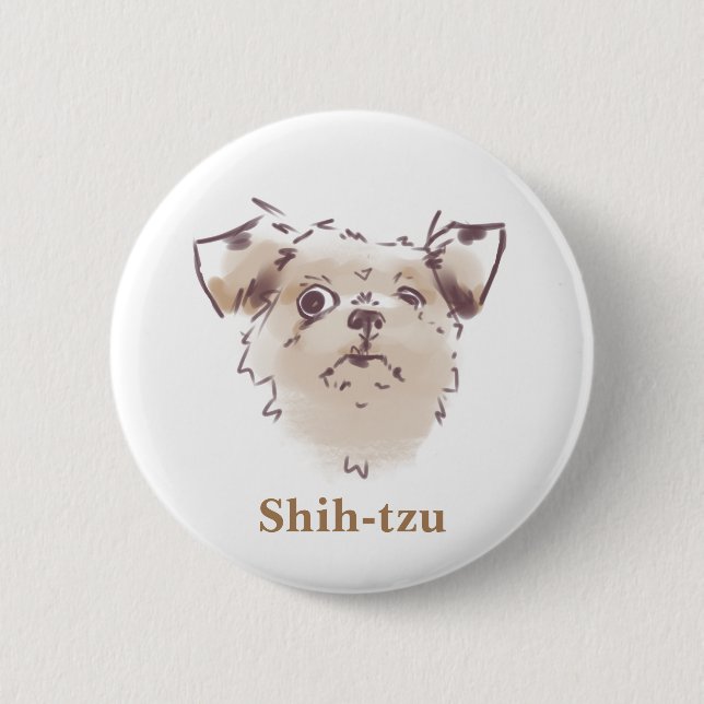 Shih-tzu 2 Inch Round Button (Front)