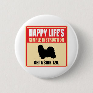 Shih Tzu 2 Inch Round Button