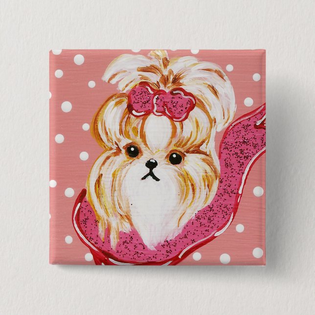 SHIH TZU 2 INCH SQUARE BUTTON (Front)