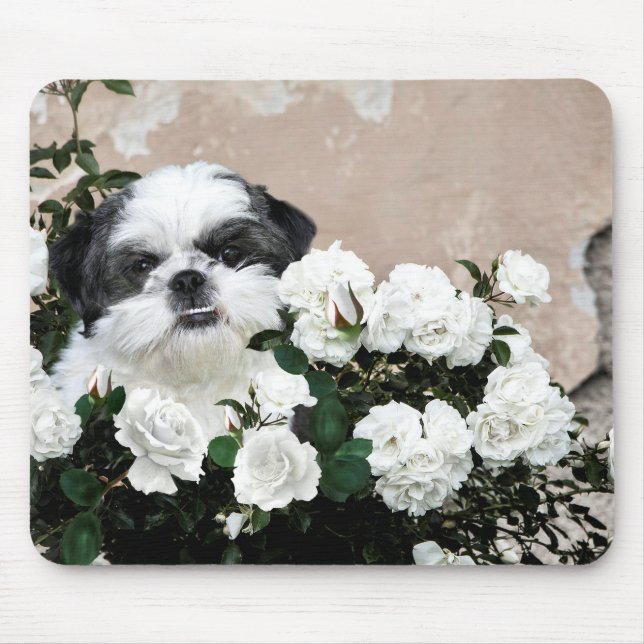 Shih Tzu and roses Mouse Pad (Front)