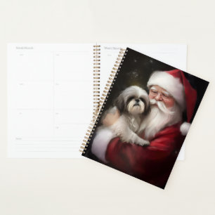 Shih Tzu Avec Noël Festif Du Père Noël