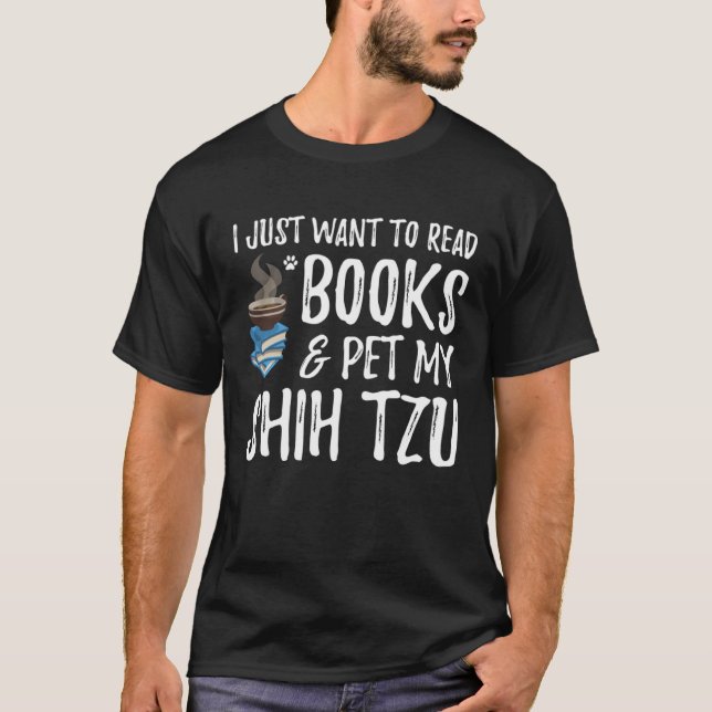 Shih Tzu Avid Book Reader  Dog Mom T-Shirt (Front)