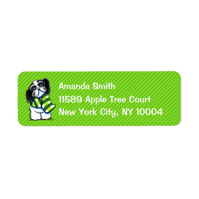Shih Tzu B/w Scarf Winter Green Stripe Custom (Front)