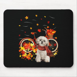 Shih Tzu Bike Autumn Dog Leaf Fall Fun Fall Y all  Mouse Pad