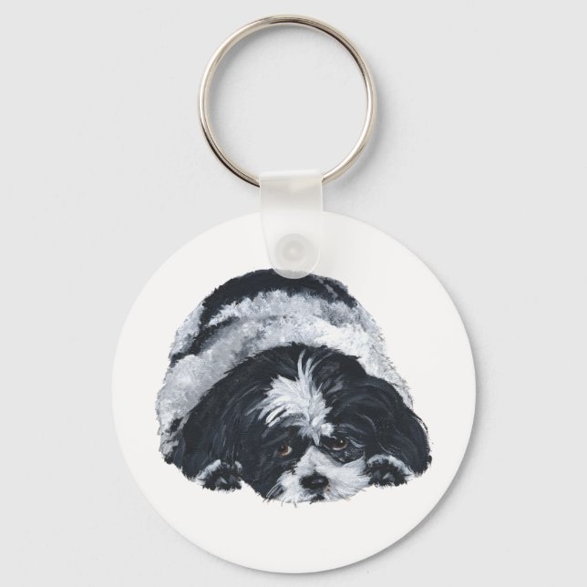 Shih Tzu Black & White Keychain (Front)