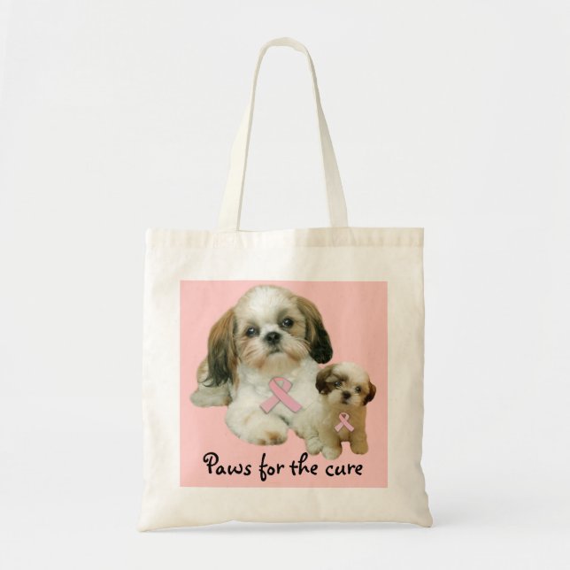 Shih Tzu Breast Cancer Tote Bag (Front)