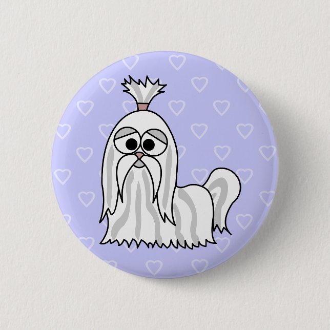 Shih Tzu Cartoon 2 Inch Round Button (Front)
