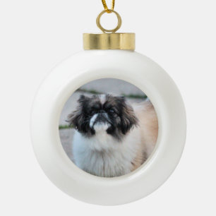 Shih Tzu Ceramic Ball Christmas Ornament