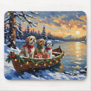Shih Tzu Christmas Boat Holiday Mouse Pad