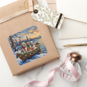 Shih Tzu Christmas Boat Holiday Square Sticker