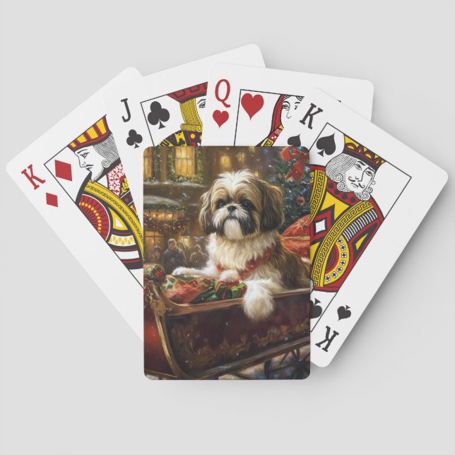 Shih Tzu Christmas Festive Season Playing Cards (Back)