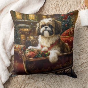 Shih Tzu Christmas Festive Season Throw Pillow