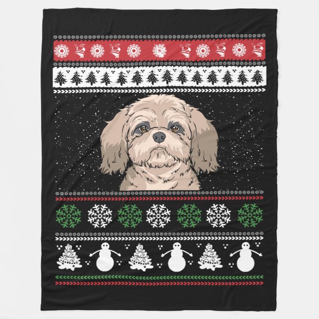 Shih Tzu Christmas Fleece Blanket (Front)