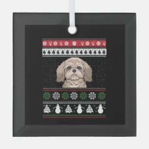 Shih Tzu Christmas Glass Ornament