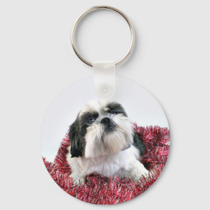 Shih Tzu Christmas Keychain