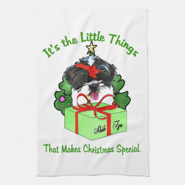 Shih Tzu Christmas Kitchen Towel (Vertical)