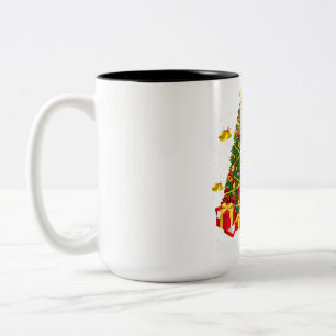 Shih Tzu Christmas Lights Tree Santa Xmas Two-Tone Coffee Mug