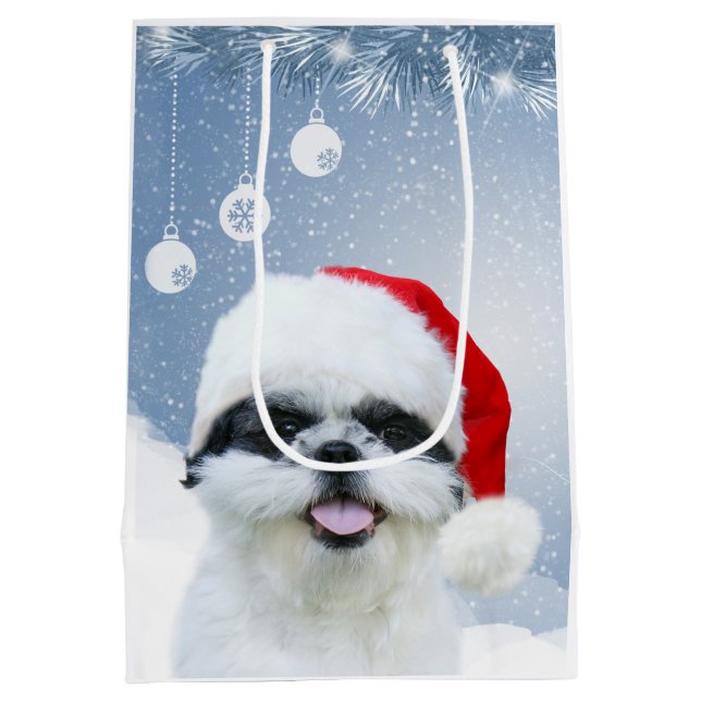 Shih Tzu Christmas Medium Gift Bag (Back)