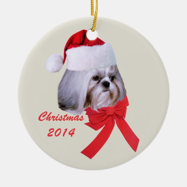 Shih Tzu Christmas Ornament Customizable (Front)