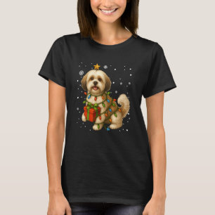 Shih Tzu Christmas Shirt Xmas Tree Lights Pet Dog