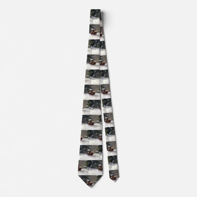 Shih Tzu Christmas snow winter Tie (Front)