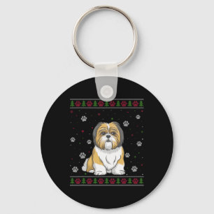 Shih Tzu Christmas Sweater Xmas Pet Animal Dog Lov Keychain