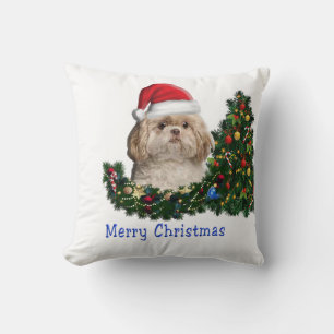 Shih tzu Christmas Throw Pillow