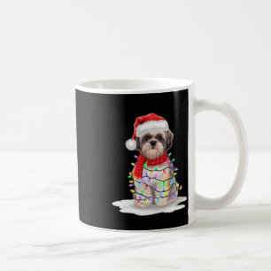 Shih Tzu Christmas Tree Cute Santa Hat Lights Xmas Coffee Mug