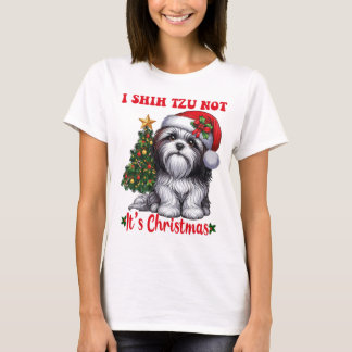 Shih Tzu Christmas Tree Shih Tzu Lover Santa Hat X T-Shirt