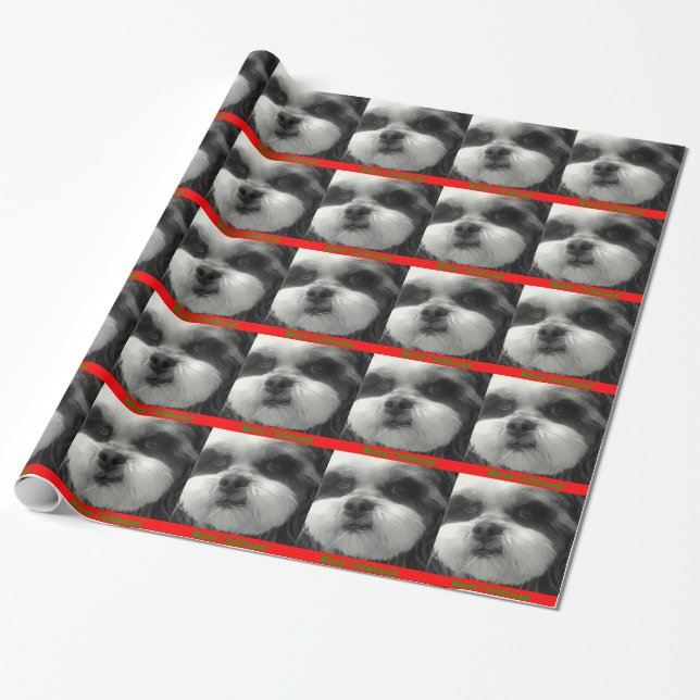 Shih tzu Christmas Wrap Wrapping Paper (Unrolled)