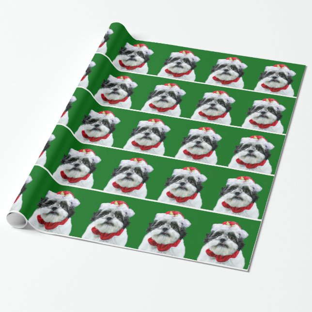 Shih Tzu Christmas Wrapping Paper (Unrolled)
