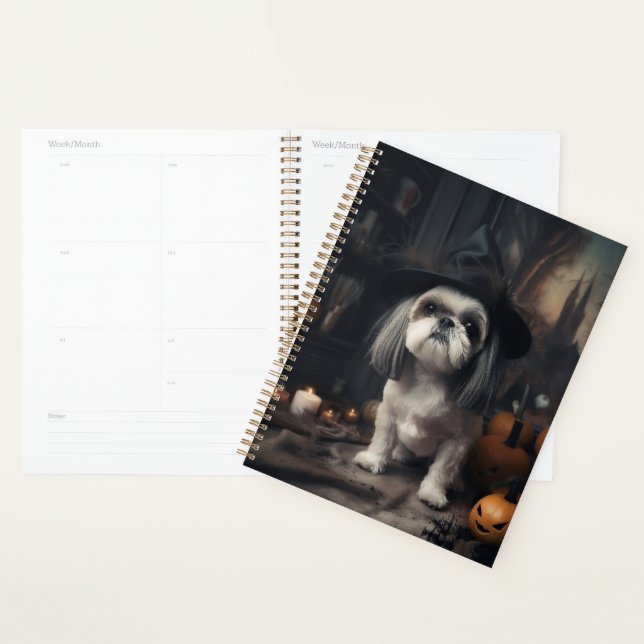 Shih Tzu Citrouilles Halloween effrayant (Devant avec enveloppe)