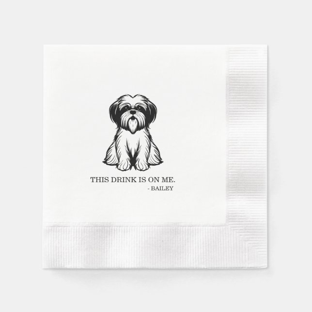 Shih Tzu Cocktail Napkin (Front)