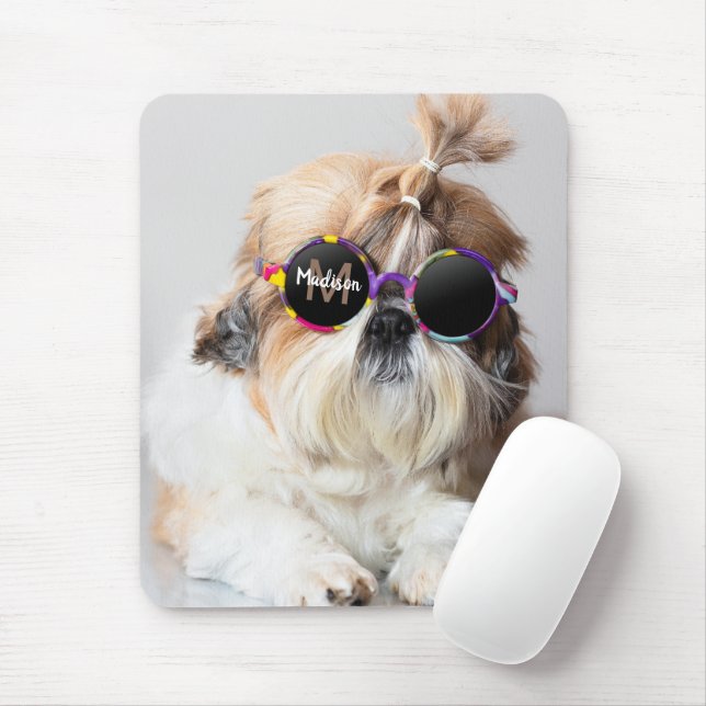 Shih Tzu Cool fun cute Sunglasses Photo Monogram Mouse Pad (With Mouse)