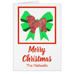 Shih Tzu Cute Christmas Dog Bow Card