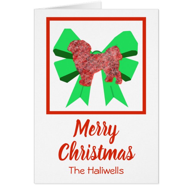 Shih Tzu Cute Christmas Dog Bow Card (Front)