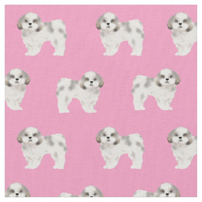 shih tzu cute dog pink fabric (Close Up)
