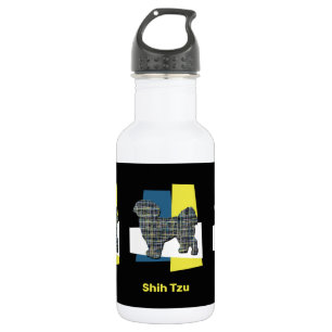 Shih Tzu Cute Pet Dog Silhouette Y&B Grid 532 Ml Water Bottle