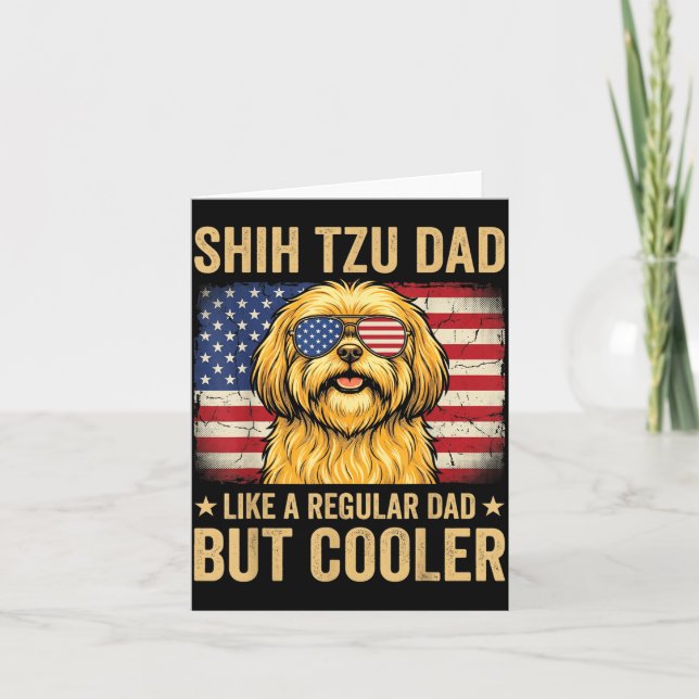 Shih Tzu Dad Like Regular Dad But Cooler Retro Card (Front)