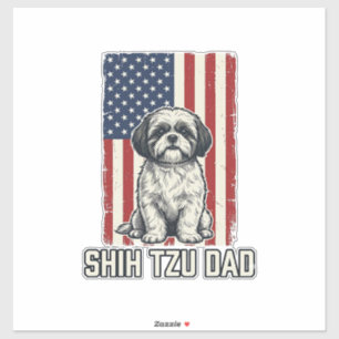Shih Tzu Dad Patriotic Flag Vintage Dog Shirt_1