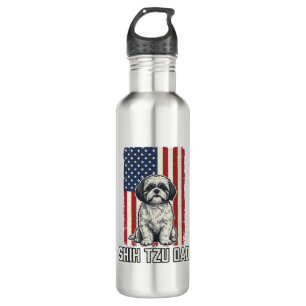 Shih Tzu Dad Patriotic Flag Vintage Dog Shirt_1 710 Ml Water Bottle