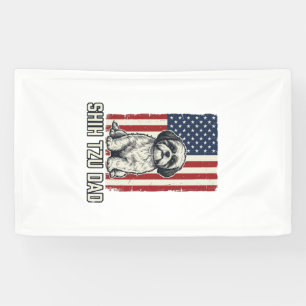 Shih Tzu Dad Patriotic Flag Vintage Dog Shirt_1 Banner
