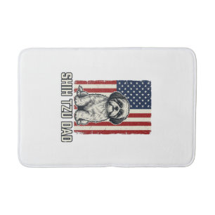 Shih Tzu Dad Patriotic Flag Vintage Dog Shirt_1 Bath Mat