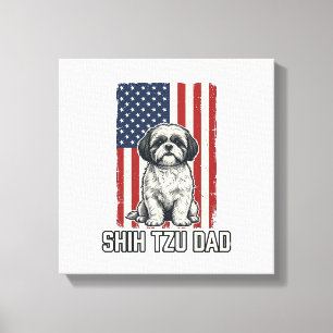 Shih Tzu Dad Patriotic Flag Vintage Dog Shirt_1 Canvas Print