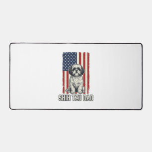 Shih Tzu Dad Patriotic Flag Vintage Dog Shirt_1 Desk Mat