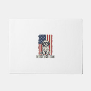 Shih Tzu Dad Patriotic Flag Vintage Dog Shirt_1 Doormat