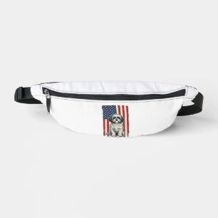 Shih Tzu Dad Patriotic Flag Vintage Dog Shirt_1 Fanny Pack