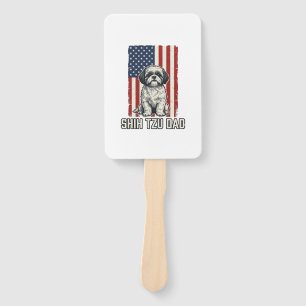 Shih Tzu Dad Patriotic Flag Vintage Dog Shirt_1 Hand Fan